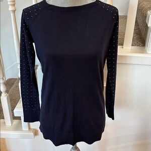 Navy loft sweater with silver beads